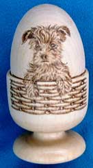 Yorkshire Terrier in Wicker Basket Egg Cup Set