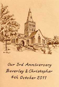 Personalised Church 3rd Anniversary Leather Artwork