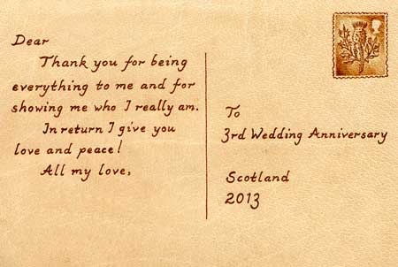 Personalised 3rd Anniversary Leather Postcard
