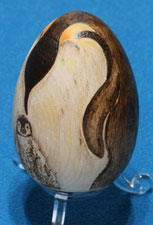 Penguin Embrace Pyrography Egg by Susan Robey