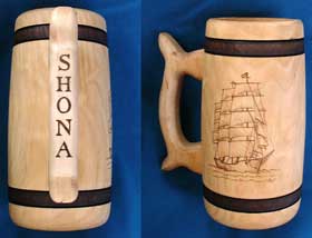 Ship Tankard Pyrography Commission