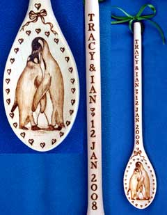 Penguins Embracing Wedding Spoon
